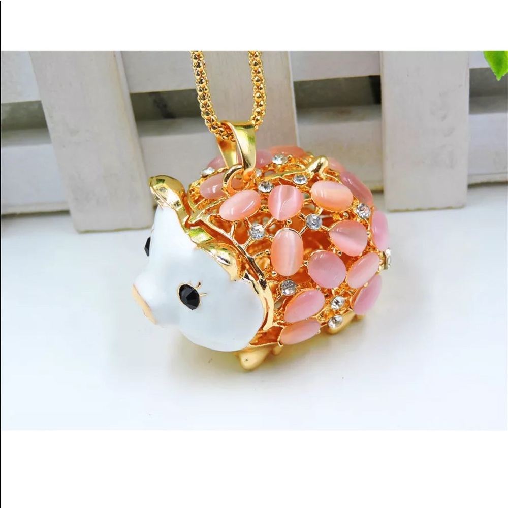 Opal Crystal Pig Necklace